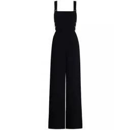 Zimmerman Stretch Crepe Gold Buckle Jumpsuit Navy Size 8 for rent on The Volte - image 3