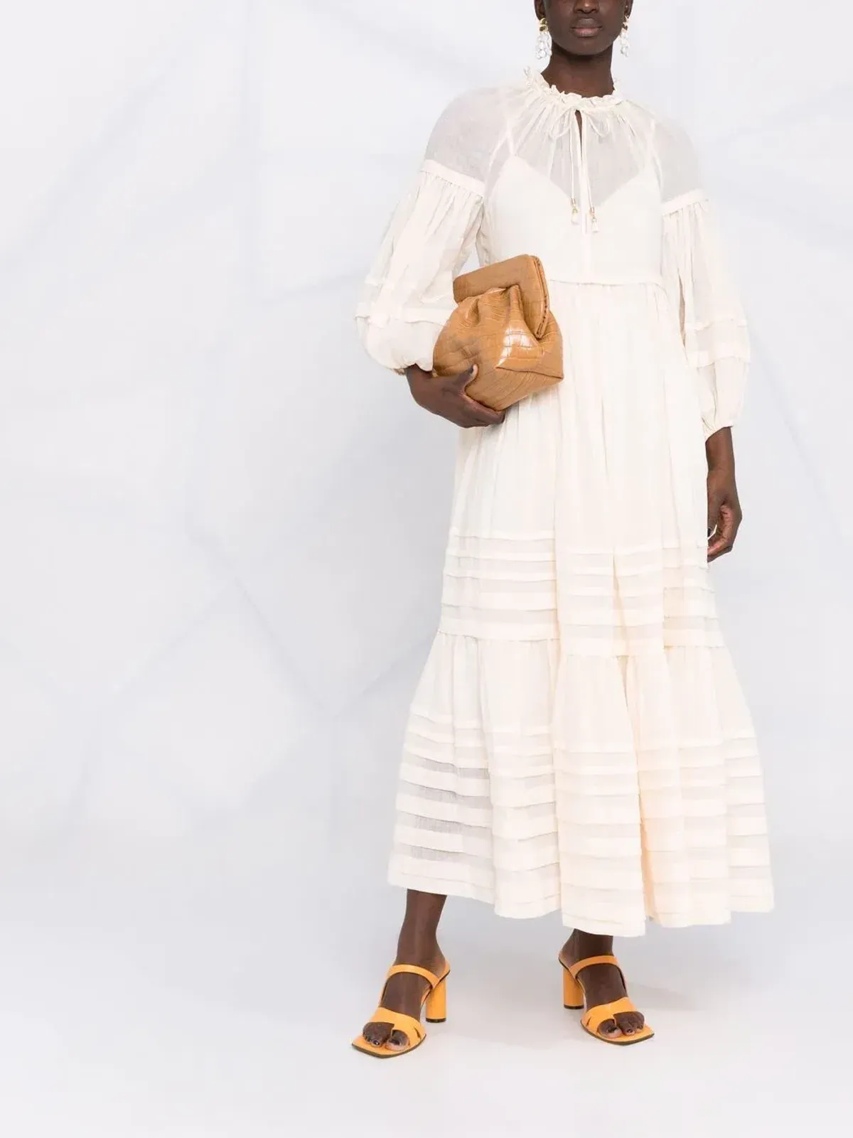Zimmermann Moonshine Tuck Midi Dress Cream Size 1 / AU 10 - Image 1