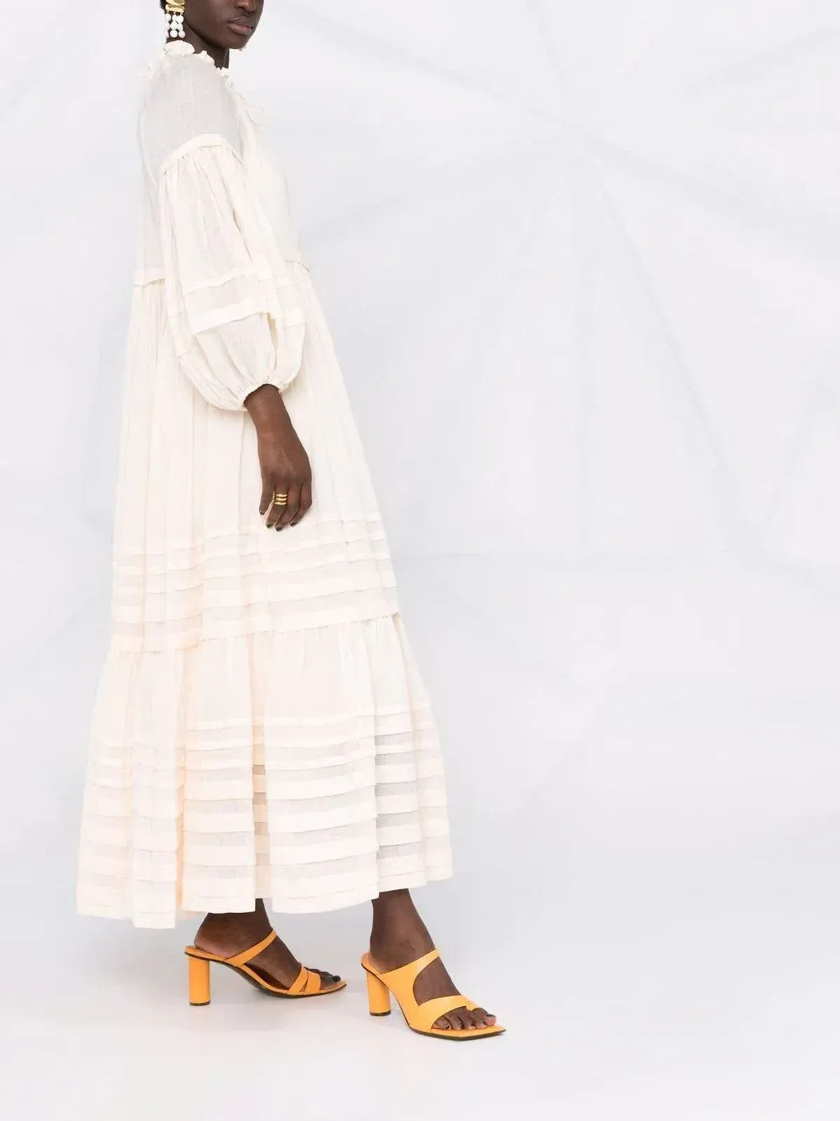 Zimmermann Moonshine Tuck Midi Dress Cream Size 1 / AU 10 - Image 2