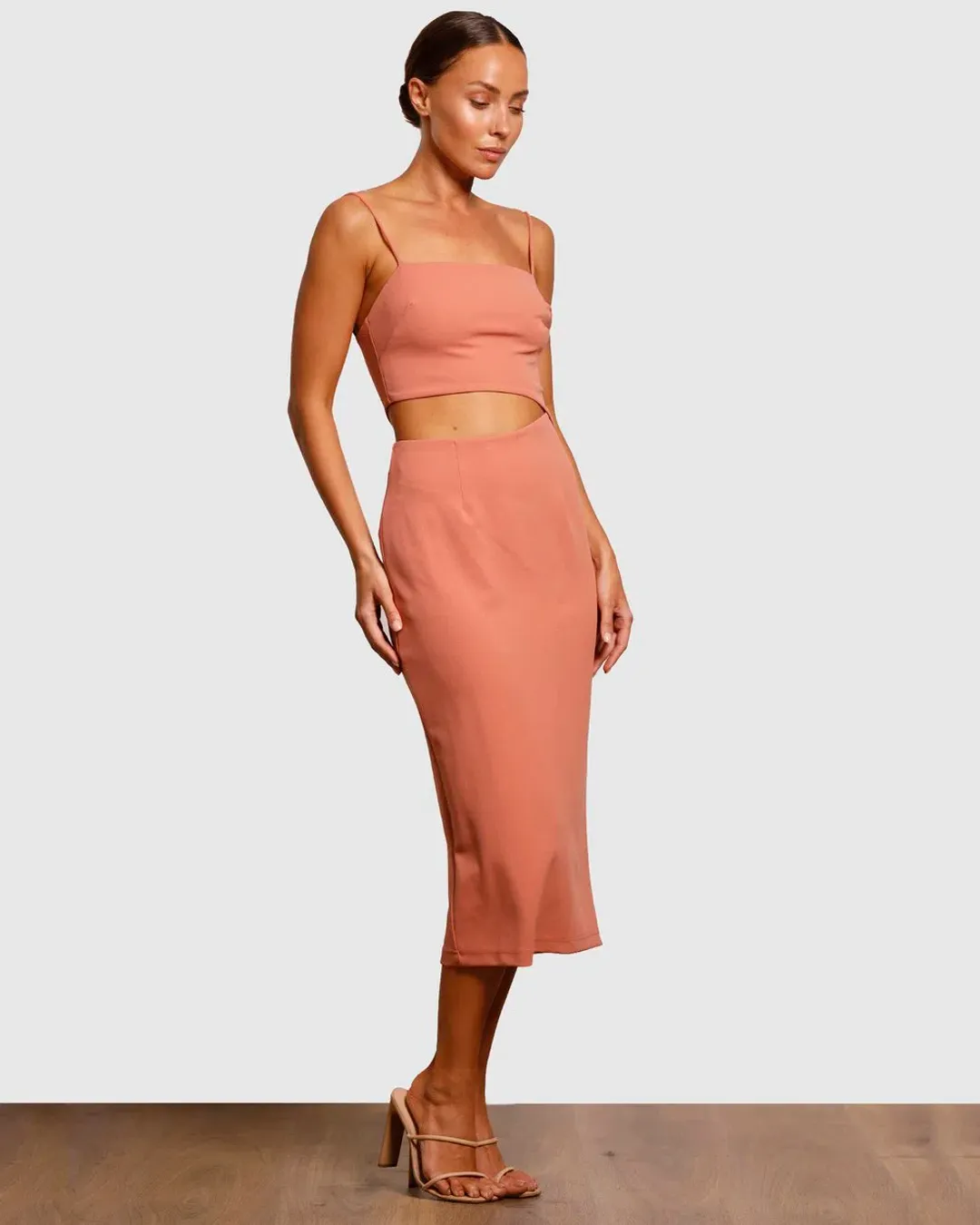 Pasduchas Pulse Slash Midi Dress Guava Size 6 for rent on The Volte - main image