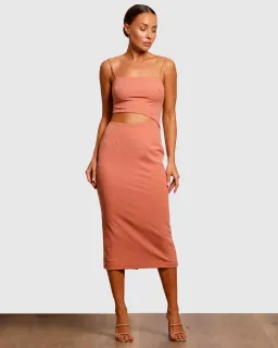 Pasduchas Pulse Slash Midi Dress Guava Size 6 for rent on The Volte - image 1