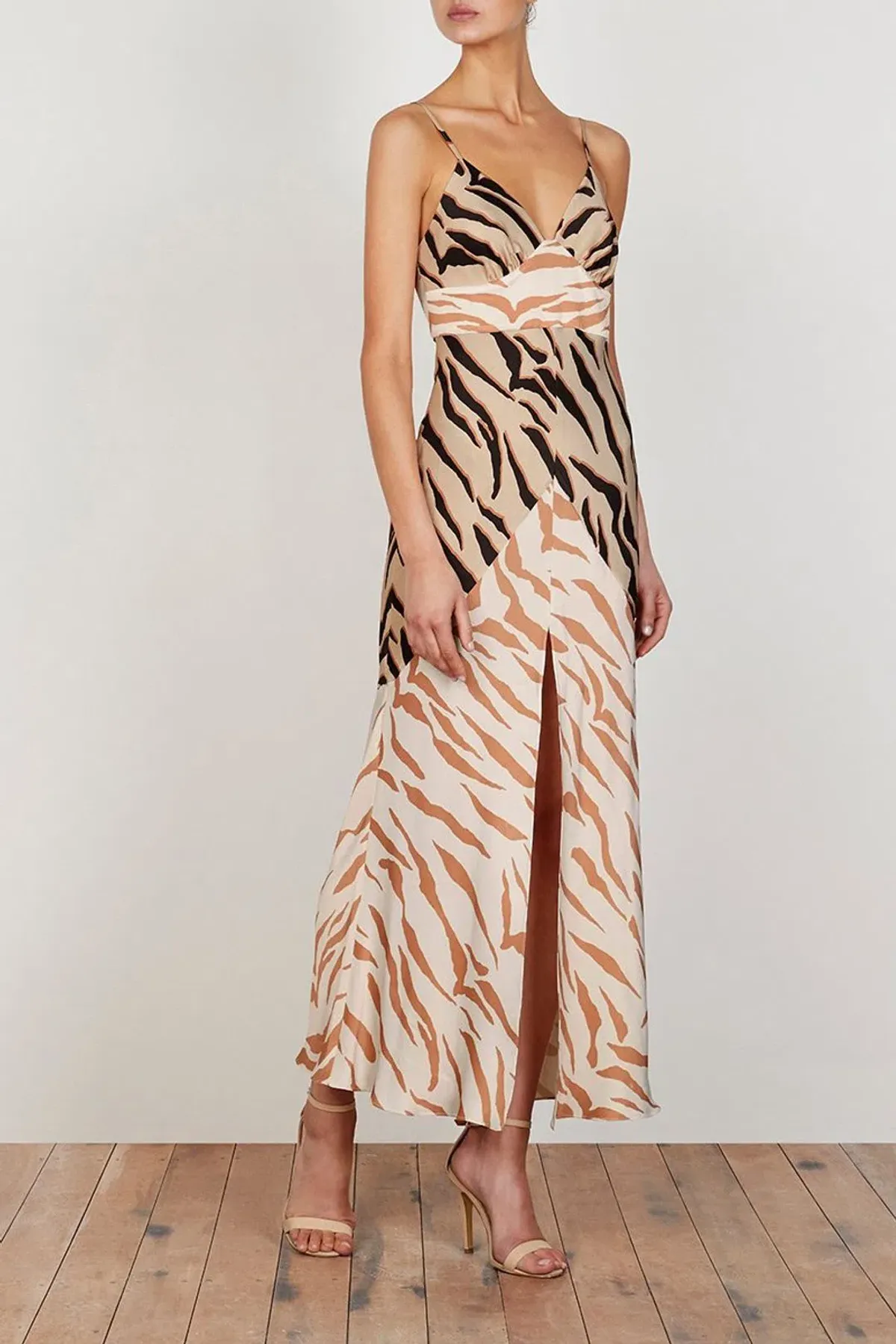 Shona Joy Olson Contrast Bias Slip Midi Dress Print Size 12 - Image 2