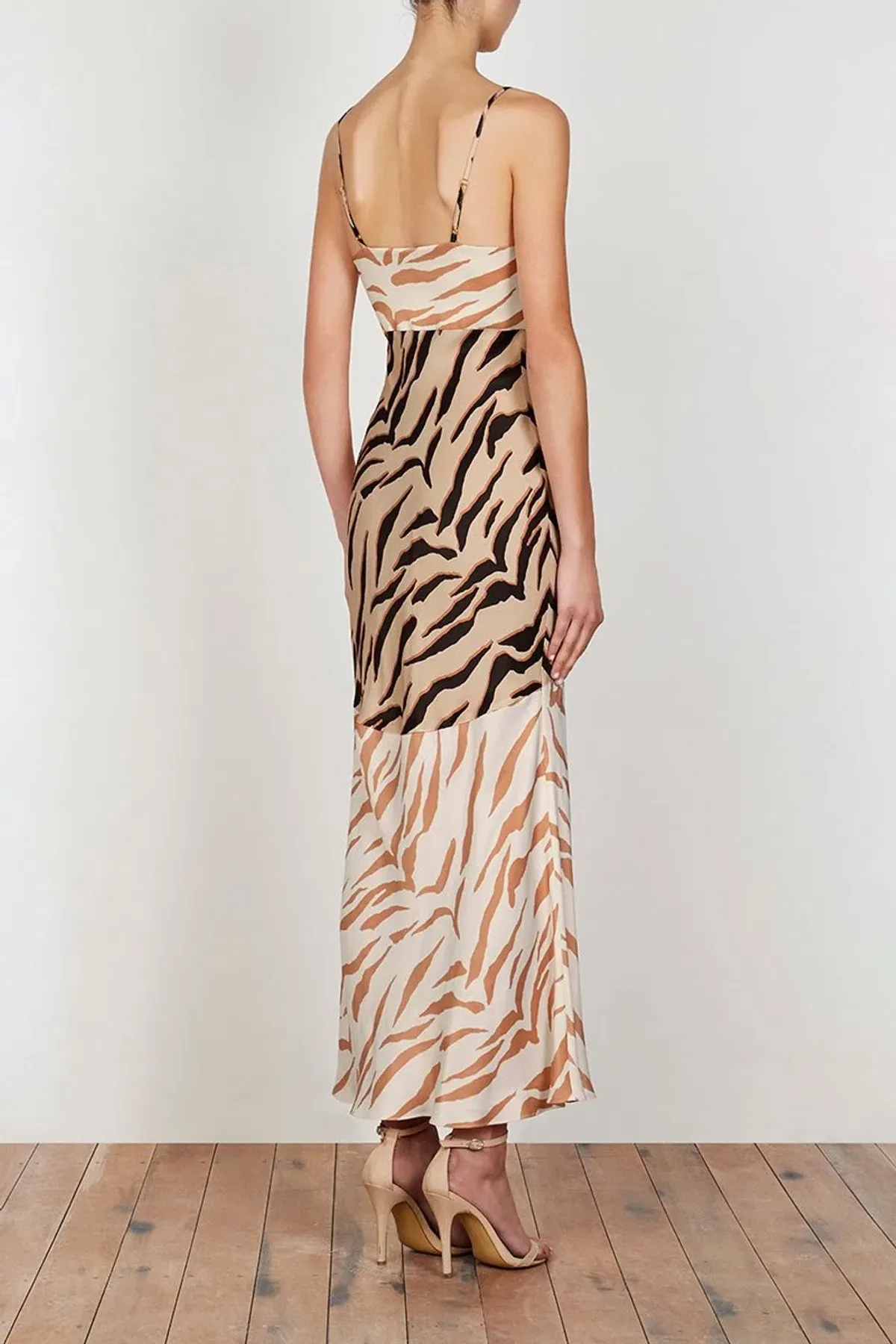 Shona Joy Olson Contrast Bias Slip Midi Dress Print Size 12 - Image 3