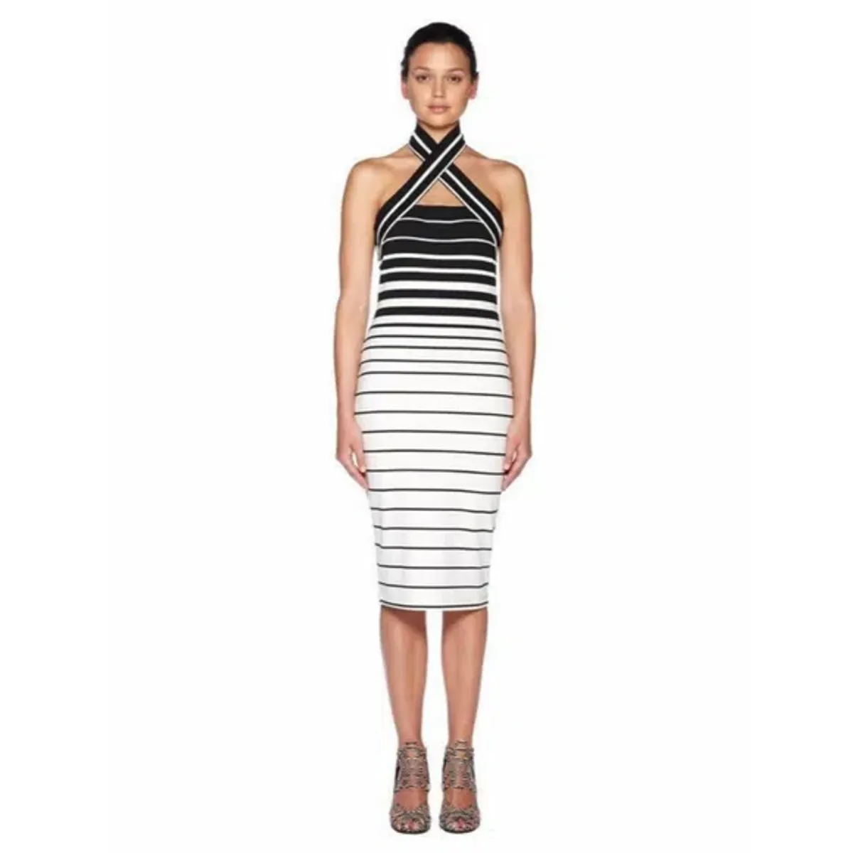 Bec & Bridge Zodiac Halter Dress Stripe Size AU 8 - Image 1