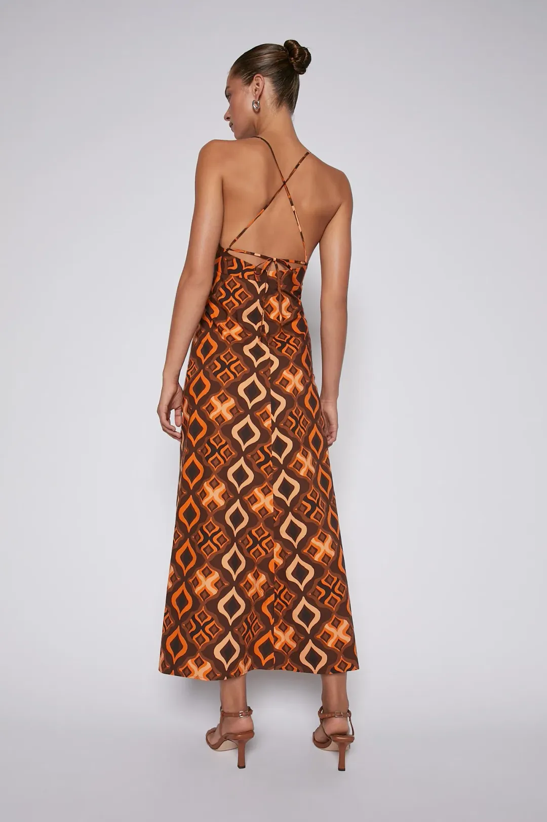 Scanlan Theodore Tile Print Cotton Dress Caramel Size 8 for rent on The Volte - main image