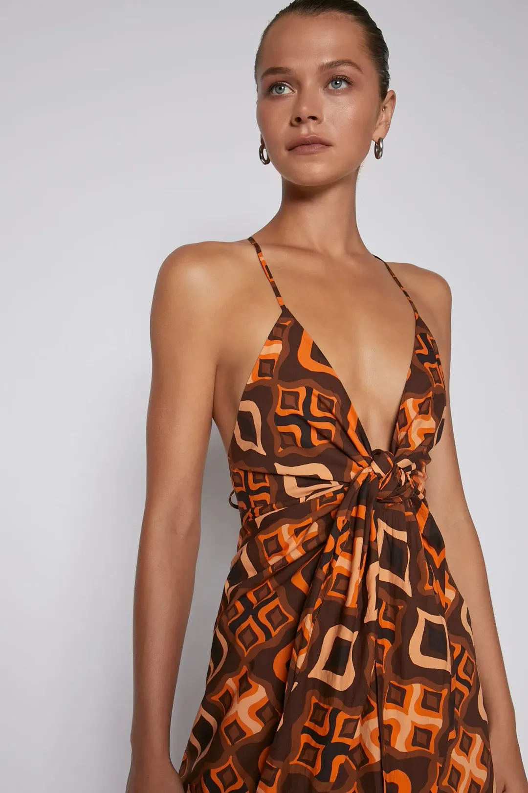 Scanlan Theodore Tile Print Cotton Dress Caramel Size 8 for rent on The Volte - main image