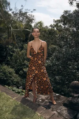 Scanlan Theodore Tile Print Cotton Dress Caramel Size 8 for rent on The Volte - image 5