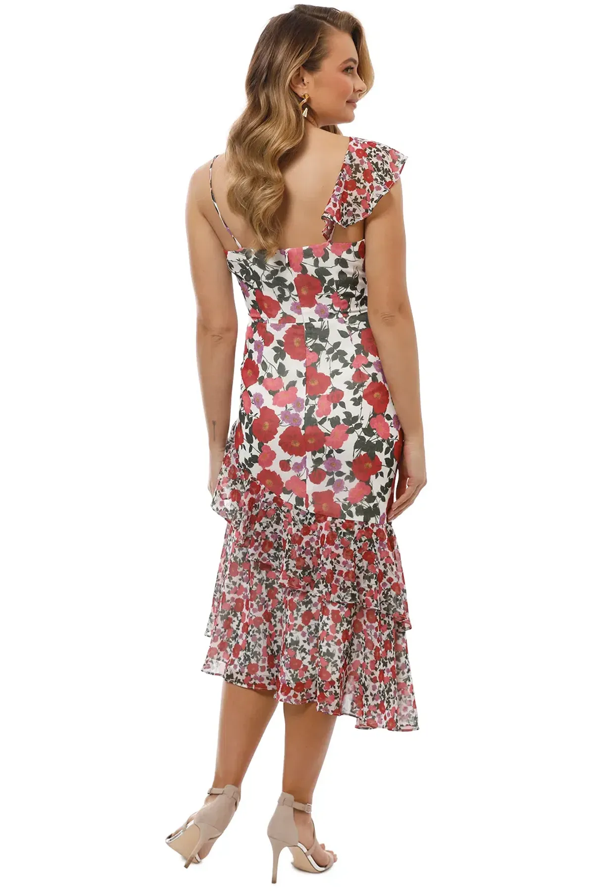 Keepsake the Label Waves Midi Dress Lilac Floral Print Size M/Au 8 - Image 2