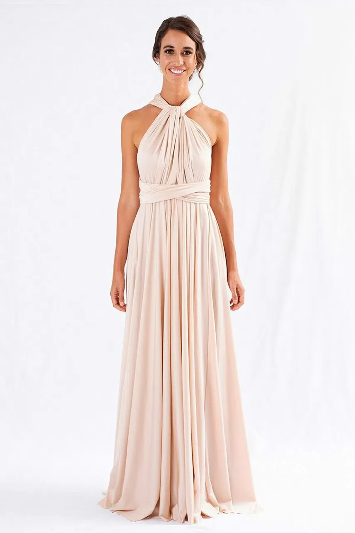 Model Chic Luxe Satin Multi-Way Infinity Dress Nude Size 10 - Image 1