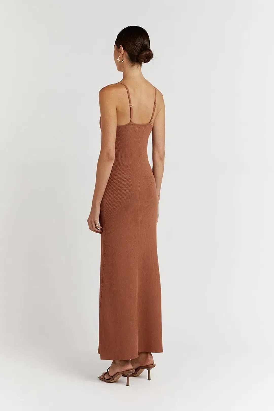 Dissh Koko Sweetheart Clay Knit Dress in Terracotta Brown Size S for rent on The Volte - main image