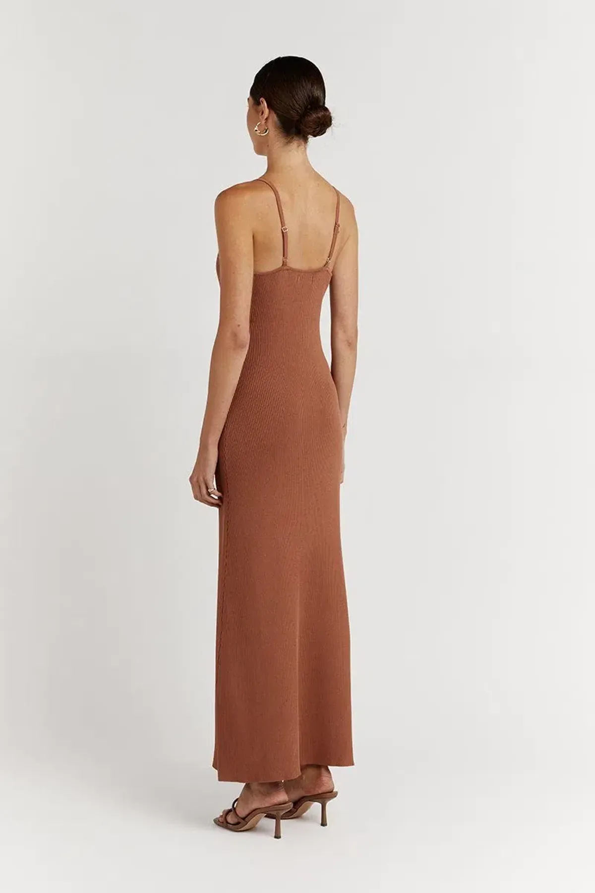 Dissh Koko Sweetheart Clay Knit Dress in Terracotta Brown Size S - Image 3