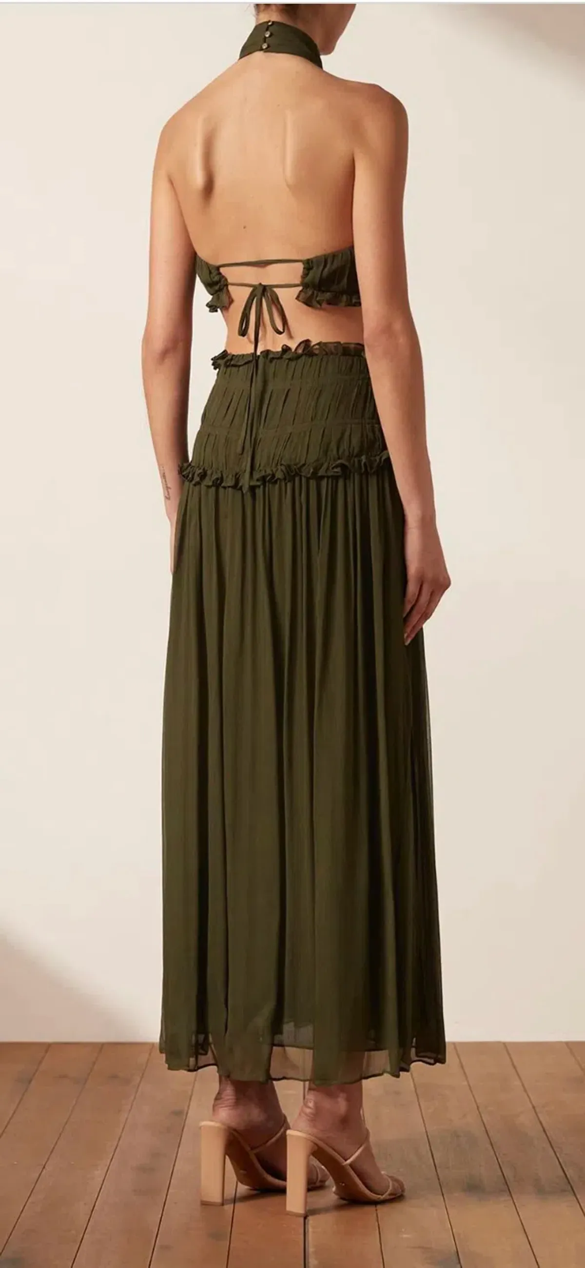 Shona Joy Safira High Neck Cut-Out Midi Dress Green Size 14 - Image 4
