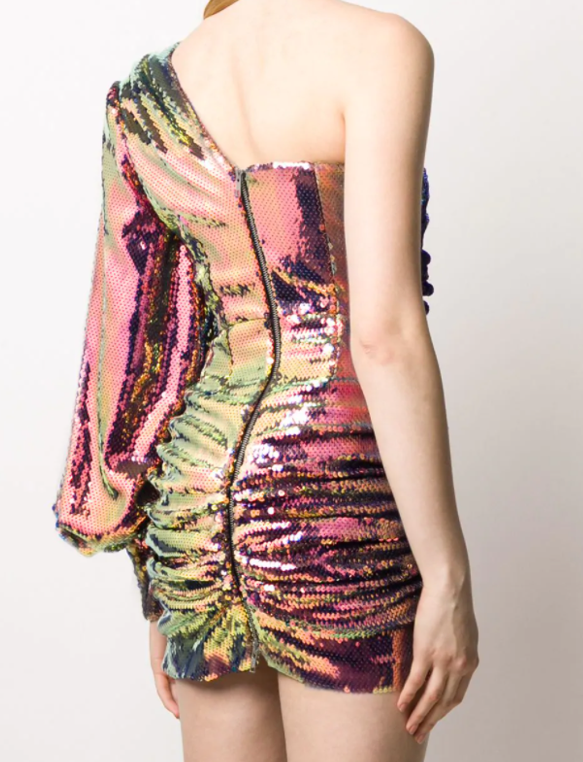 Alex Perry Sequin One Shoulder Mini Dress Multicolored Size 10 - Image 3