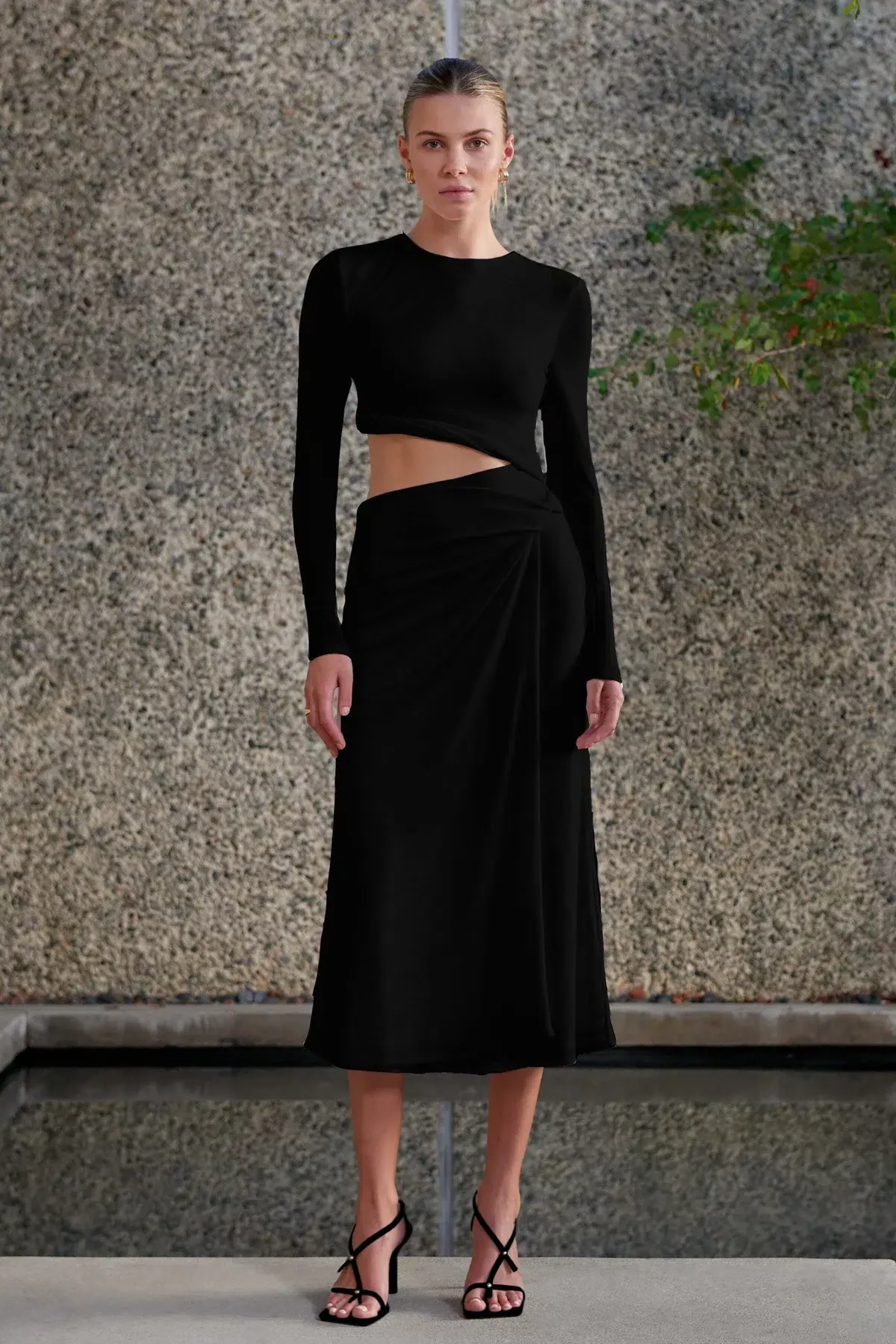 Misha Arma Midi Dress Black Size 10 for rent on The Volte - main image