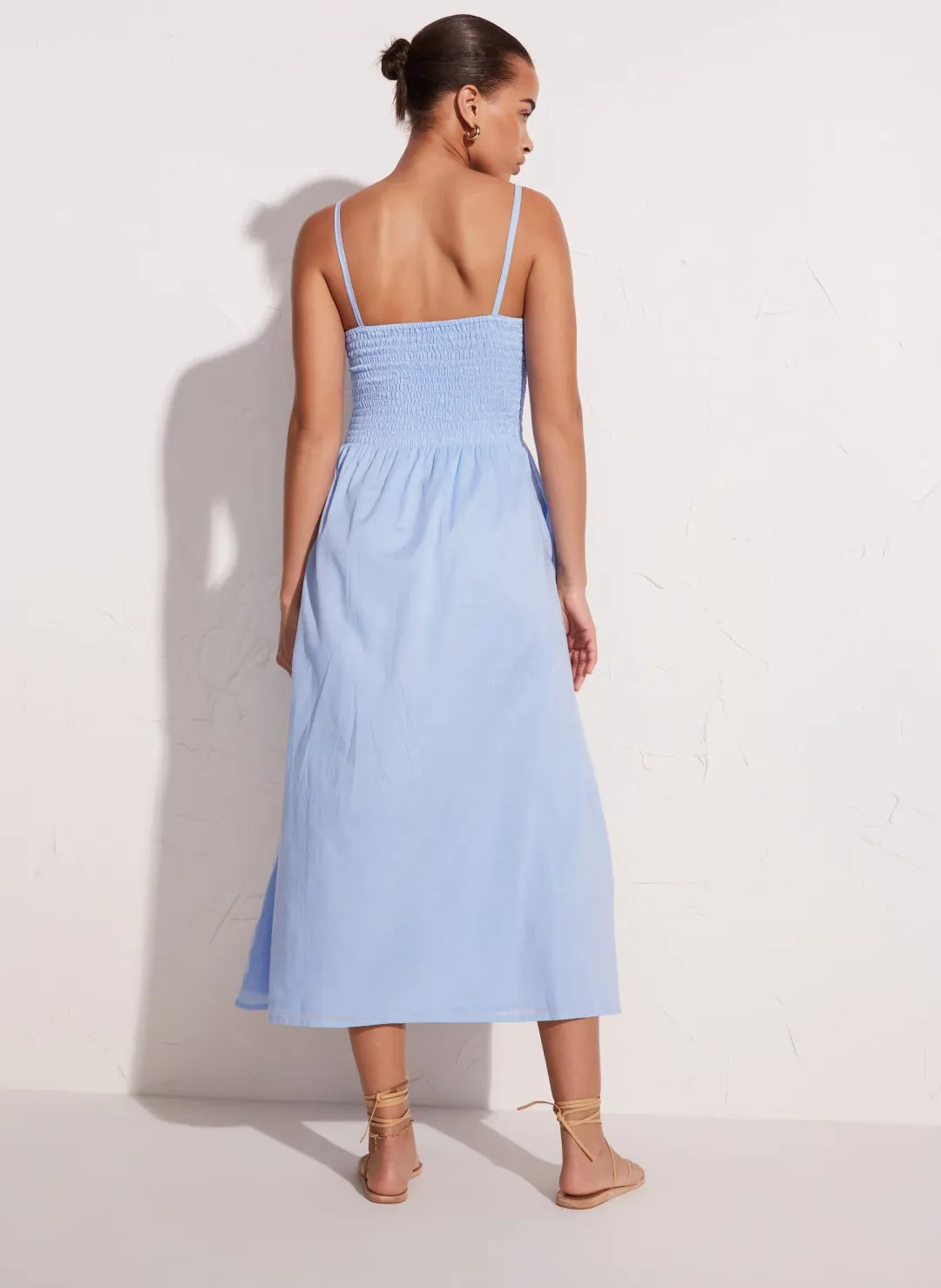Faithfull the Brand Nolie Midi Dress Blue Size 10 for rent on The Volte - main image