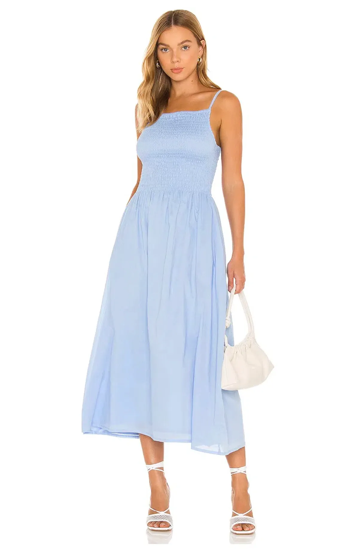 Faithfull the Brand Nolie Midi Dress Blue Size 10 for rent on The Volte - main image