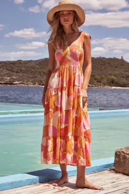 Mister Zimi Savannah Tie Dress Tahiti Print Size 10 for rent on The Volte - image 1