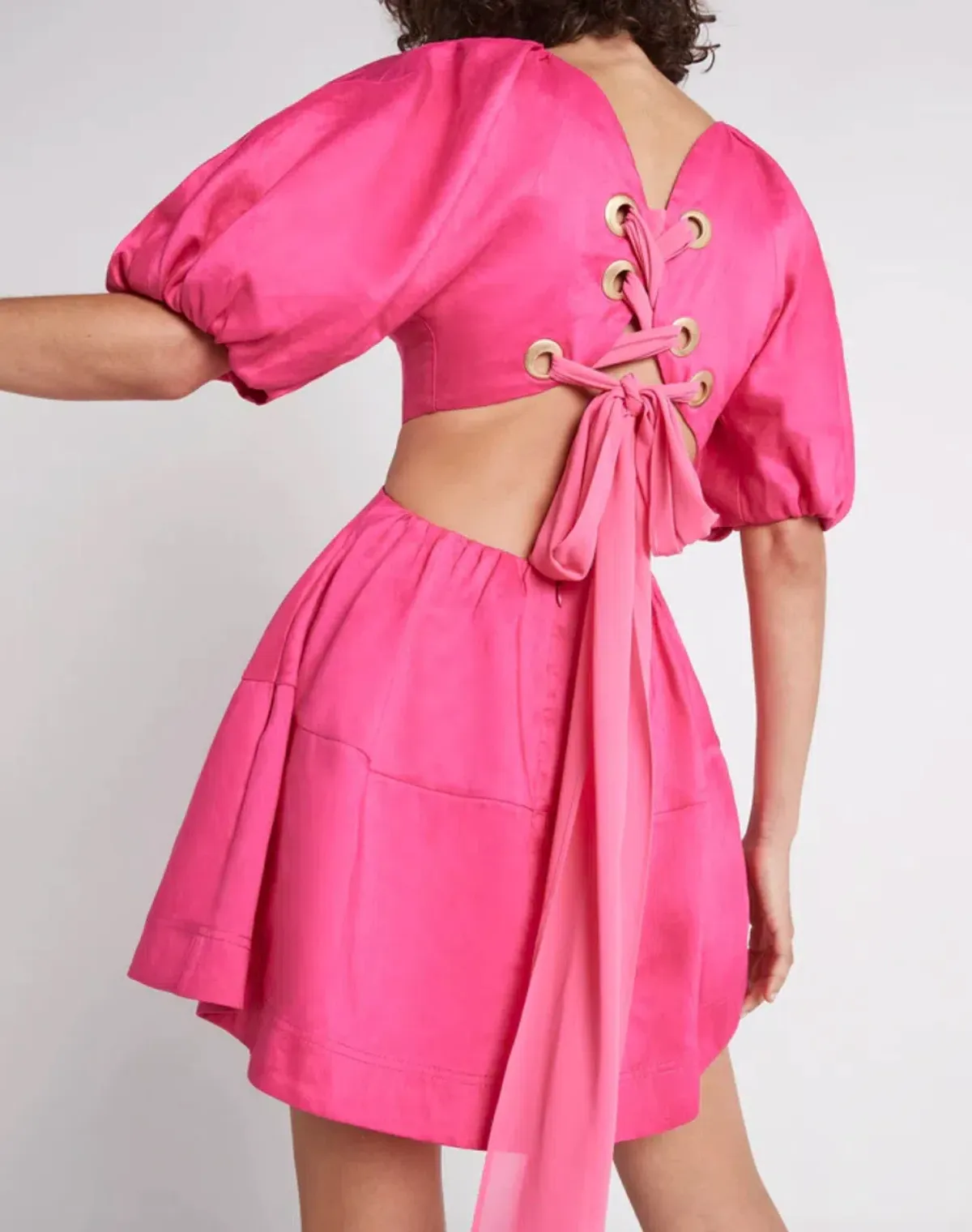 Aje Admiration Lace Up Mini Dress Pink Size 6 - Image 2