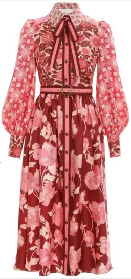 Zimmermann Concert Spliced Floral Silk Midi Dress Pink Print Size 14 for rent on The Volte - image 3