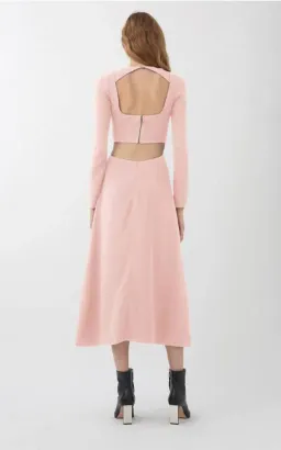 Dion Lee Cady Tessellate Long Sleeve Midi Dress Pink Size 4 for rent on The Volte - image 2