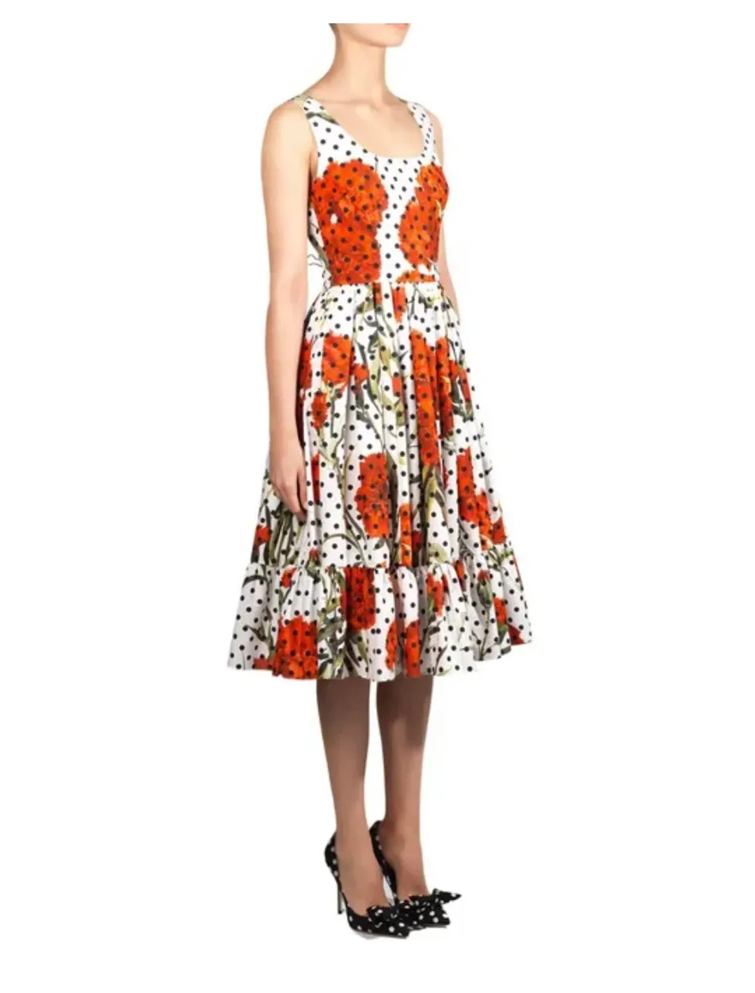 Dolce & Gabbana Floral Poplin Dress Print Size 12 for rent on The Volte - main image