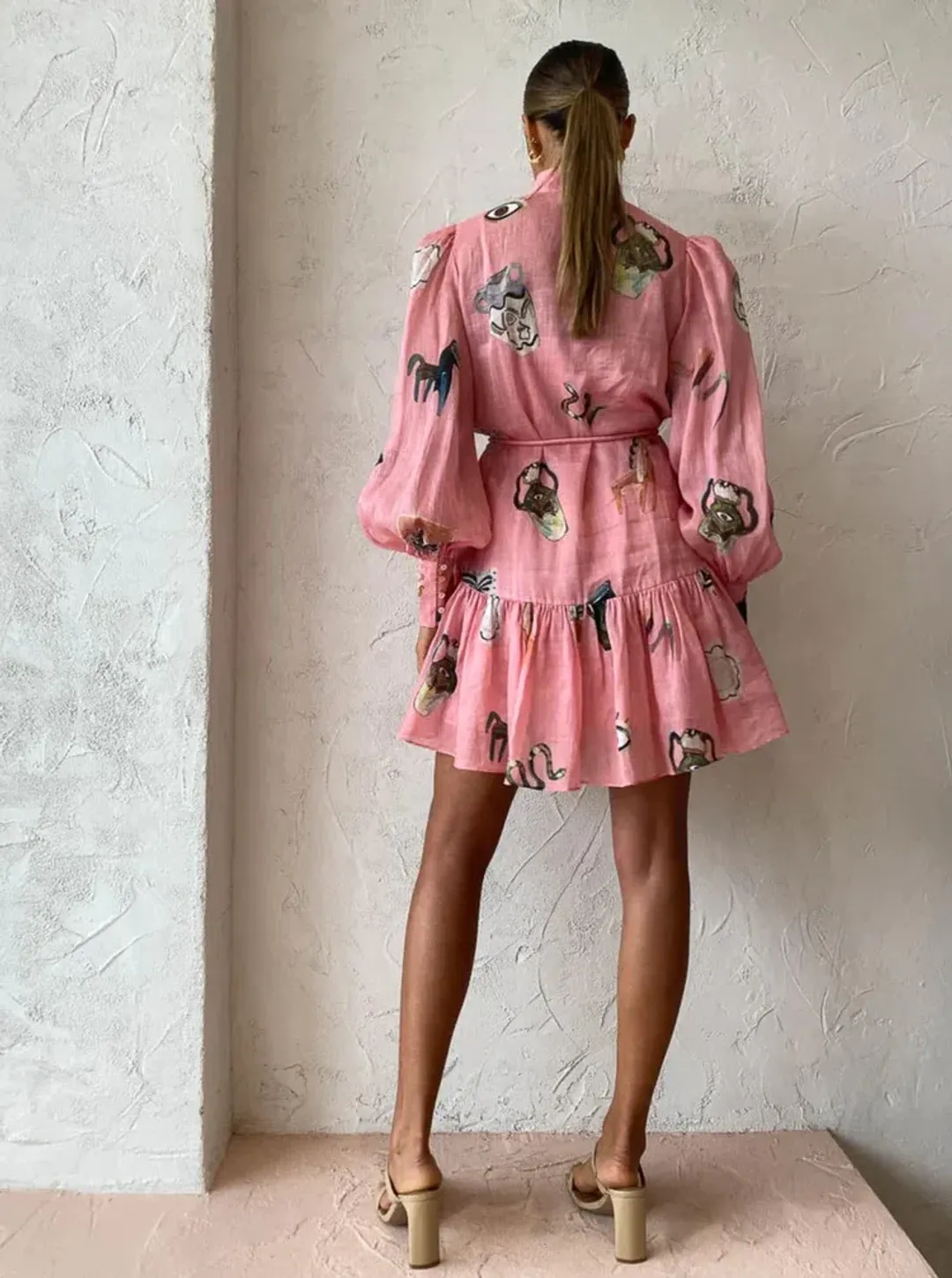 Alemais Cleo Smock Mini Dress Pink Size AU 12 for rent on The Volte - main image