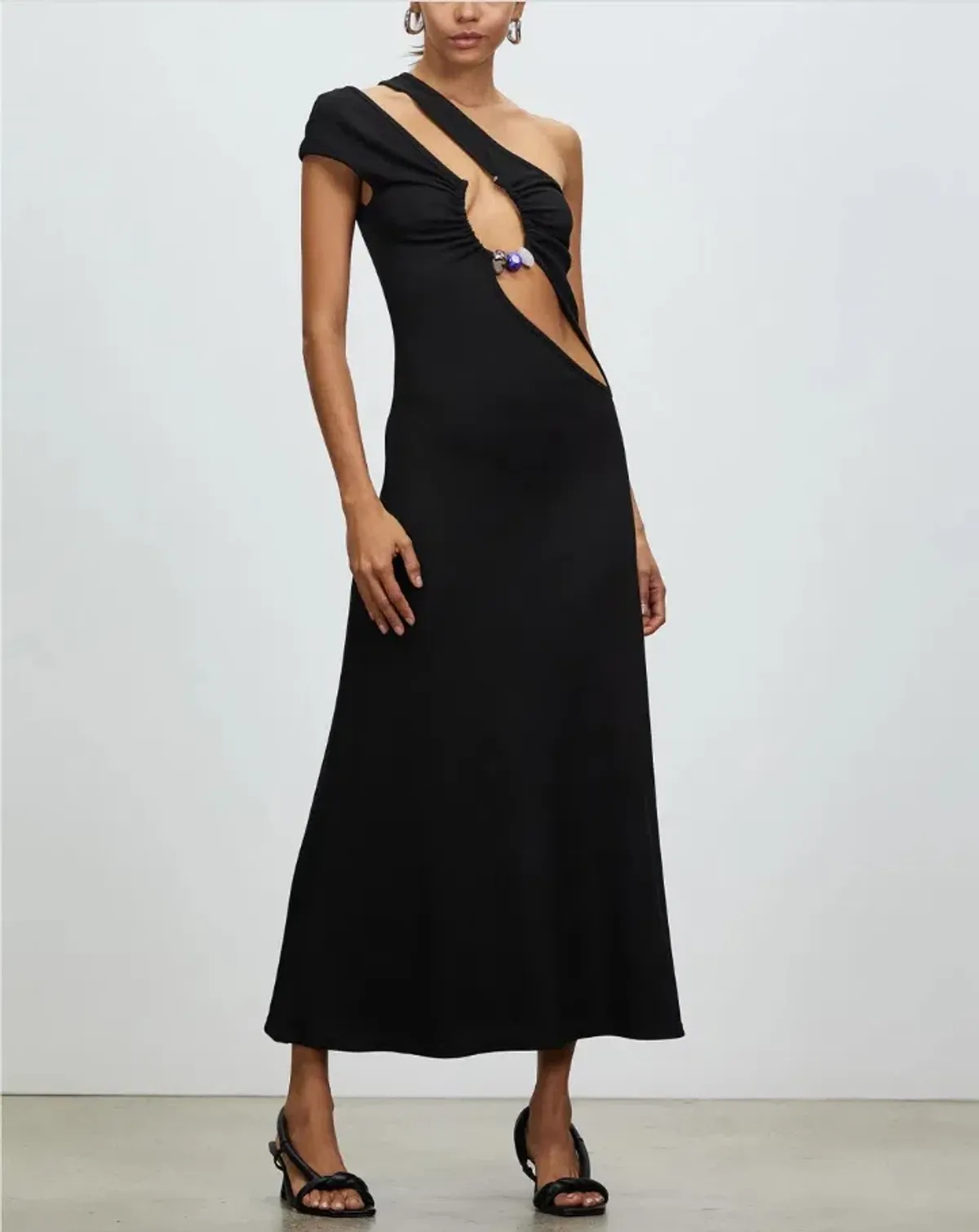 Christopher Esber Quartz Split Ruched Tank Dress Black Size 8 - Image 1