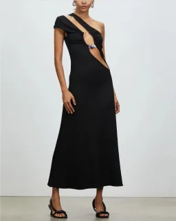 Christopher Esber Quartz Split Ruched Tank Dress Black Size 8 for rent on The Volte - image 1
