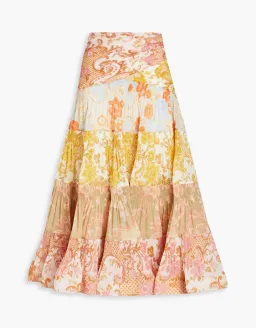 Zimmermann Postcard Pleated Fan Top size 2 Long Skirt Print Size 3 for rent on The Volte - image 5