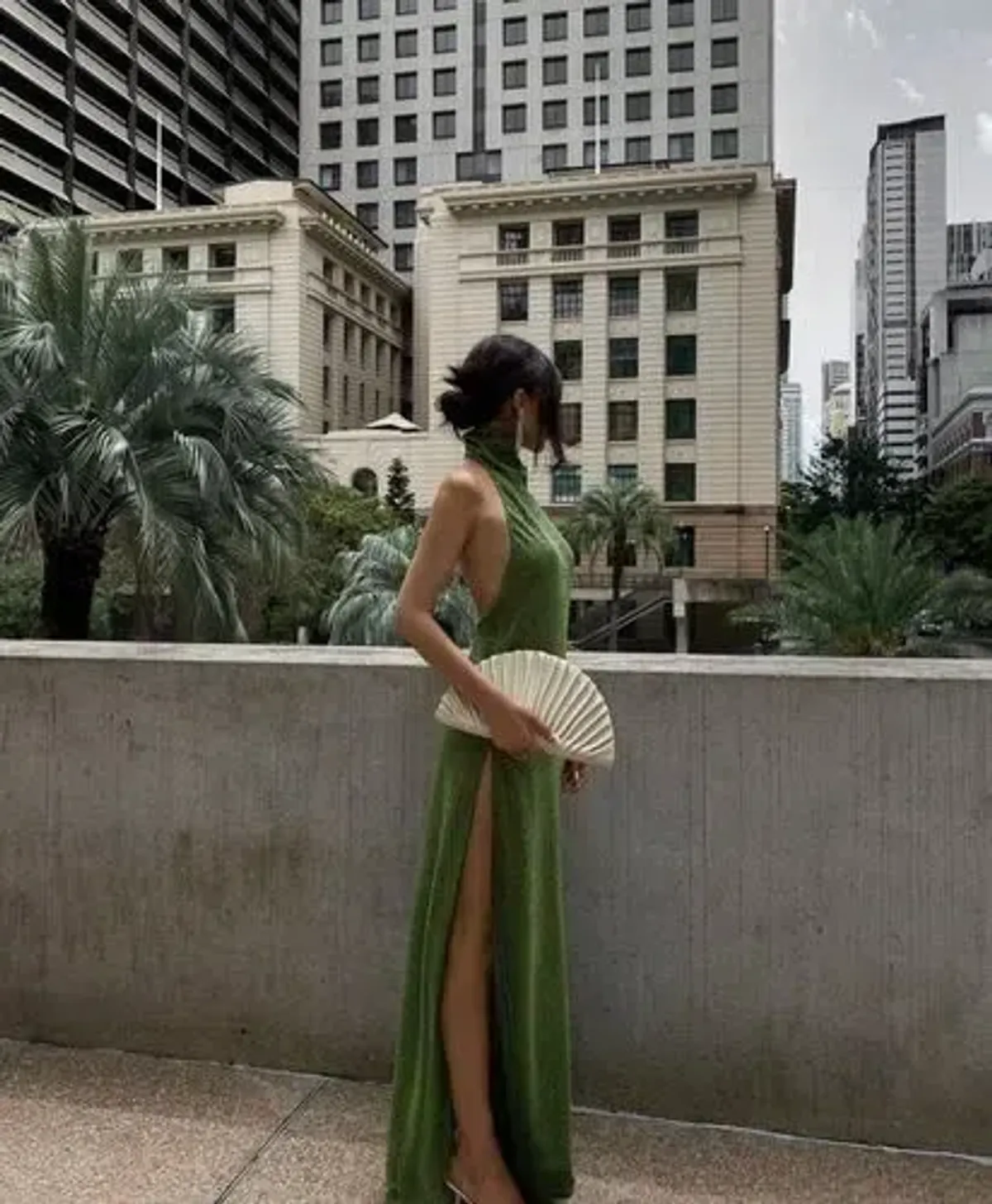 Oseree Lumiere Turtleneck Dress in Green Size 10 - Image 1