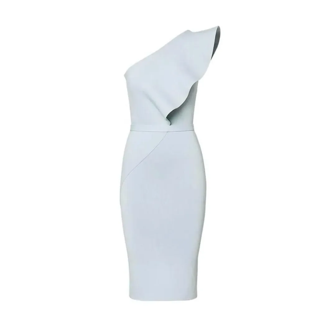 Scanlan Crepe Knit Ruffle Dress Argento Size M / Au 10 for rent on The Volte - main image