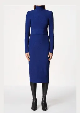 Scanlan Theodore Stretch High Neck Reptile Midi Dress Navy Size 10 for rent on The Volte - image 1