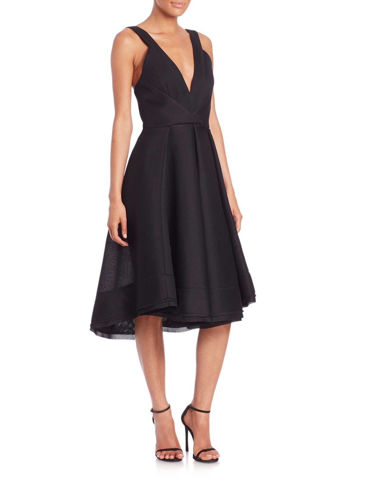Nicholas Mesh Deep V Gown Black Size 8 - Image 2