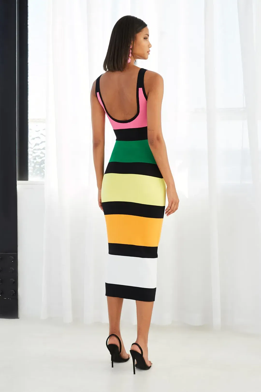 By Johnny All Sorts Rib Midi Dress Print Size 8 for rent on The Volte - main image