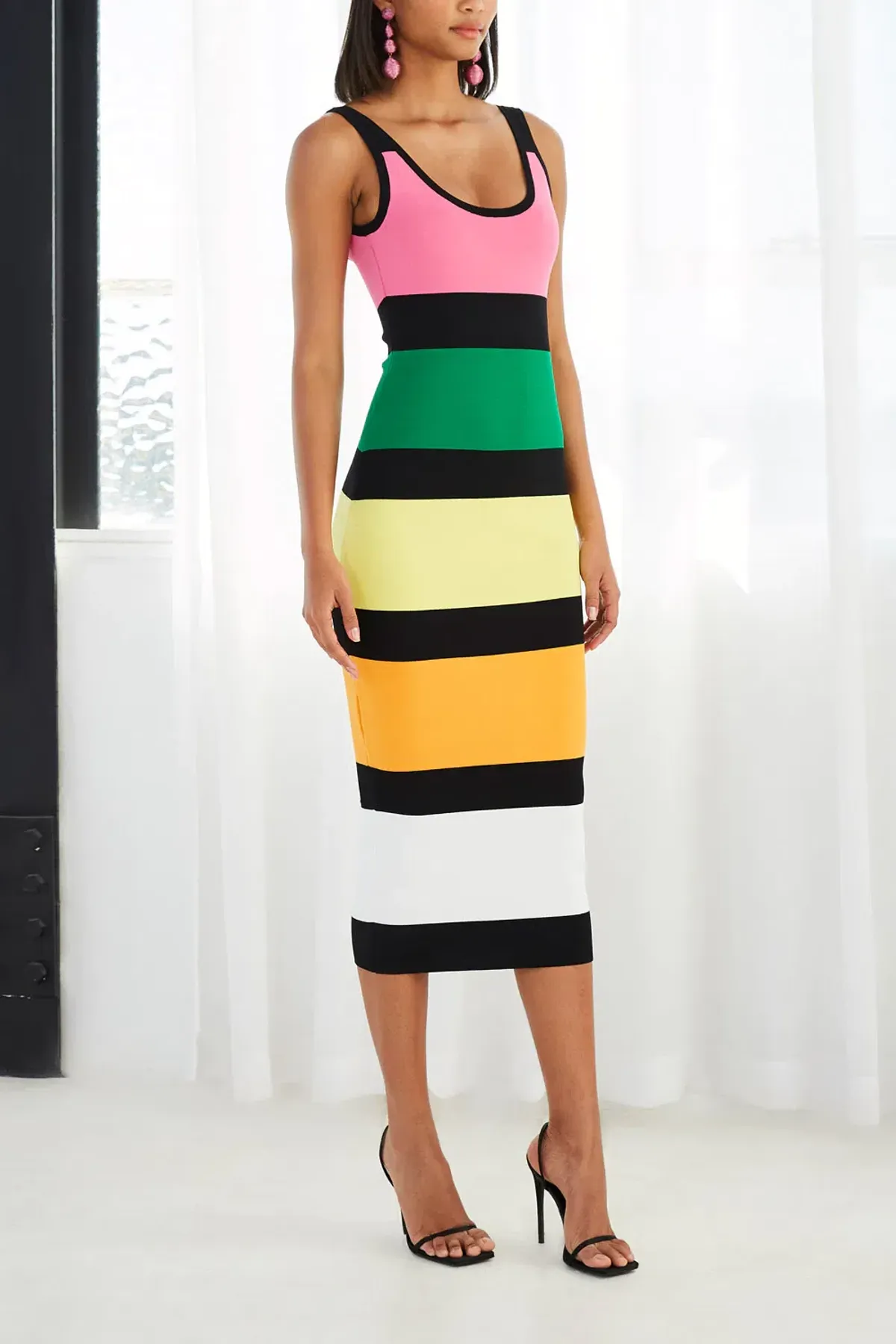 By Johnny All Sorts Rib Midi Dress Print Size 8 for rent on The Volte - main image