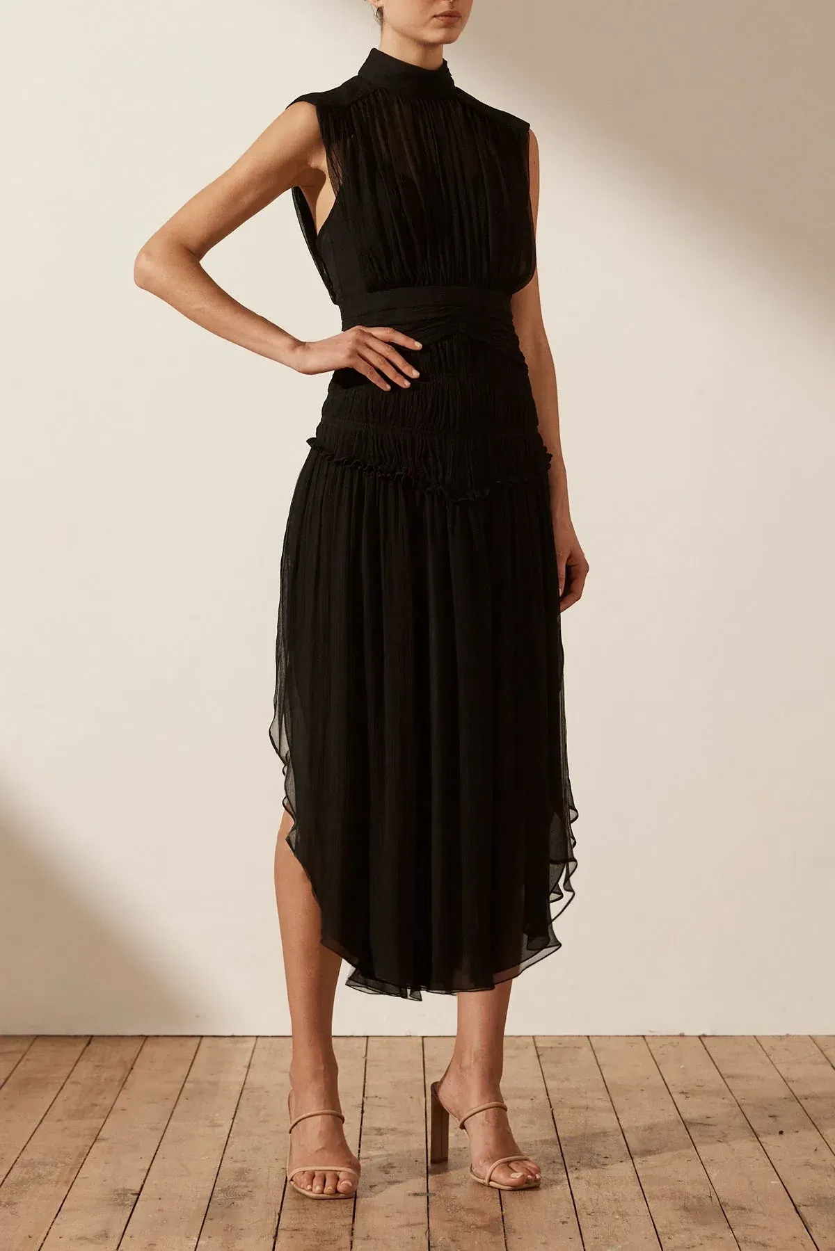 Shona Joy Safira Sleeveless Open Back Midi Dress Black Size 8 - Image 4