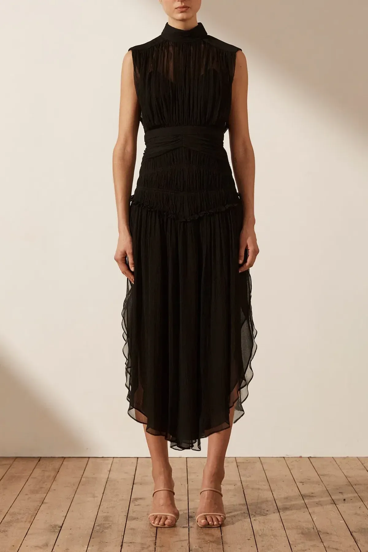 Shona Joy Safira Sleeveless Open Back Midi Dress Black Size 8 - Image 1