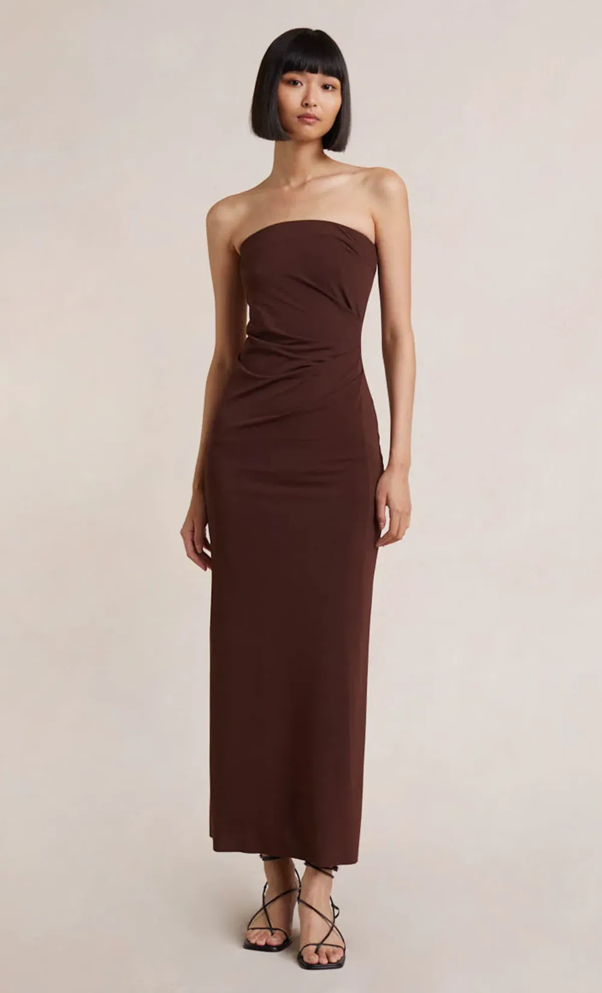 Bec & Bridge Myla Strapless Midi Dress Brown Size 8 - Image 1