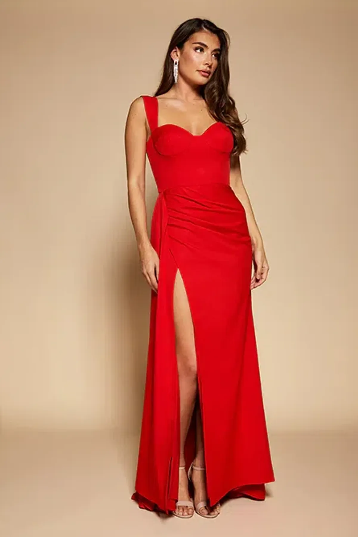 Jarlo London Melody Sweetheart Dress Red Size 8 - Image 1
