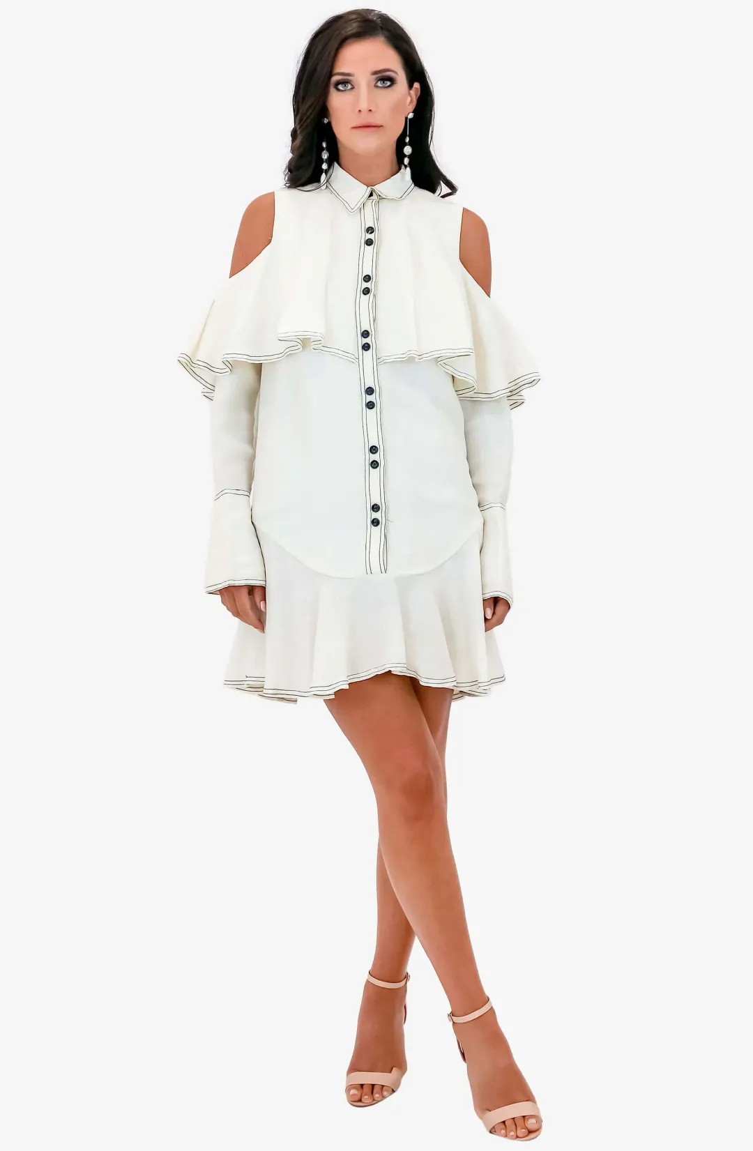 Aje Campaspe Tailored Mini Dress Cream Size 6 for rent on The Volte - main image