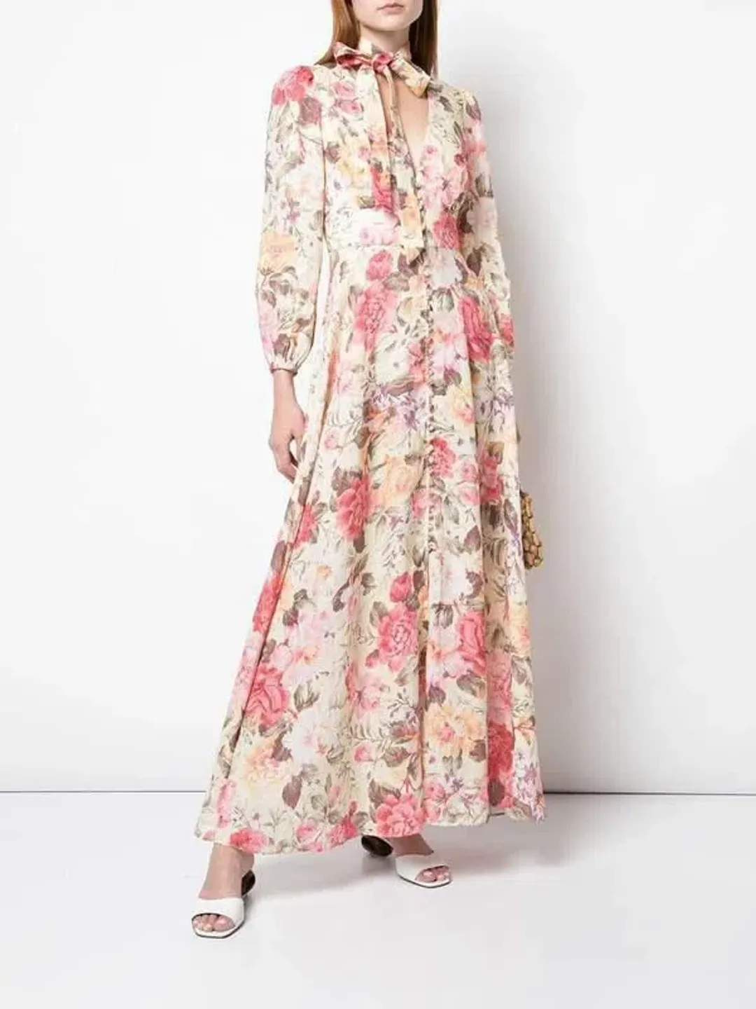 Zimmermann Honour Plunge Maxi Dress Lemon Floral Size 6 for rent on The Volte - main image