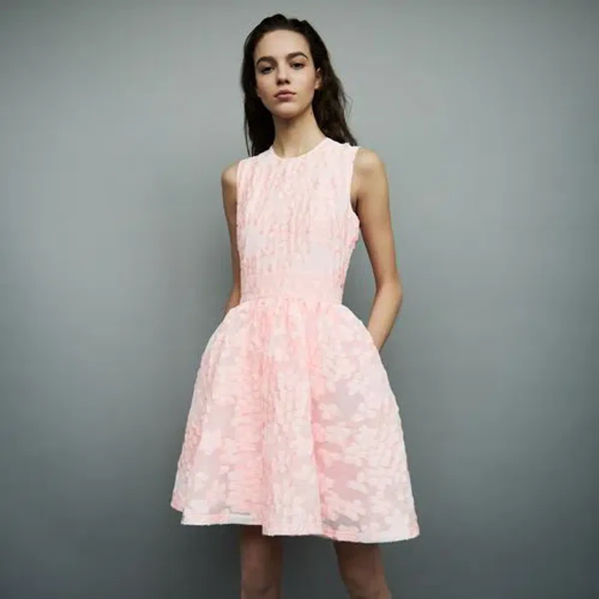 Maje Fit and Flare Cocktail Dress Pink Size 8 for rent on The Volte - main image