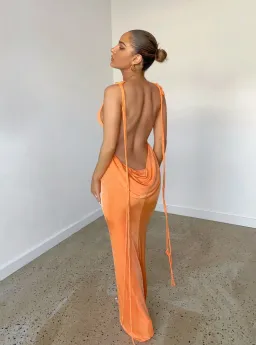 Mélani the Label Cristina Gown - Orange - Size Medium for rent on The Volte - image 1