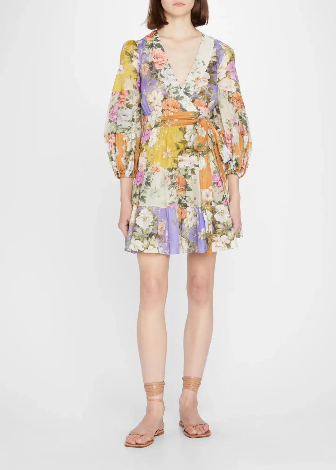Zimmermann Pattie Wrap Mini Dress Print Size 12 for rent on The Volte - main image