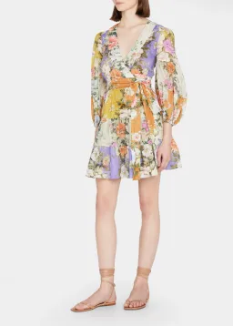 Zimmermann Pattie Wrap Mini Dress Print Size 12 for rent on The Volte - image 3