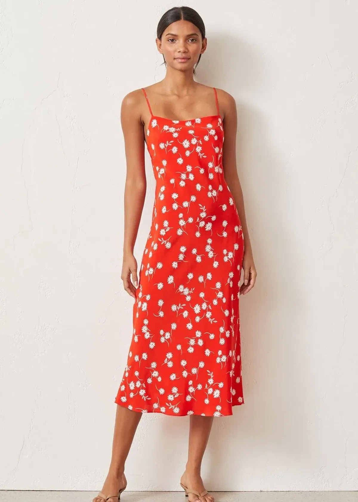 Bec & Bridge White Daisy Slip Dress in Red Floral Size 12 - Image 1