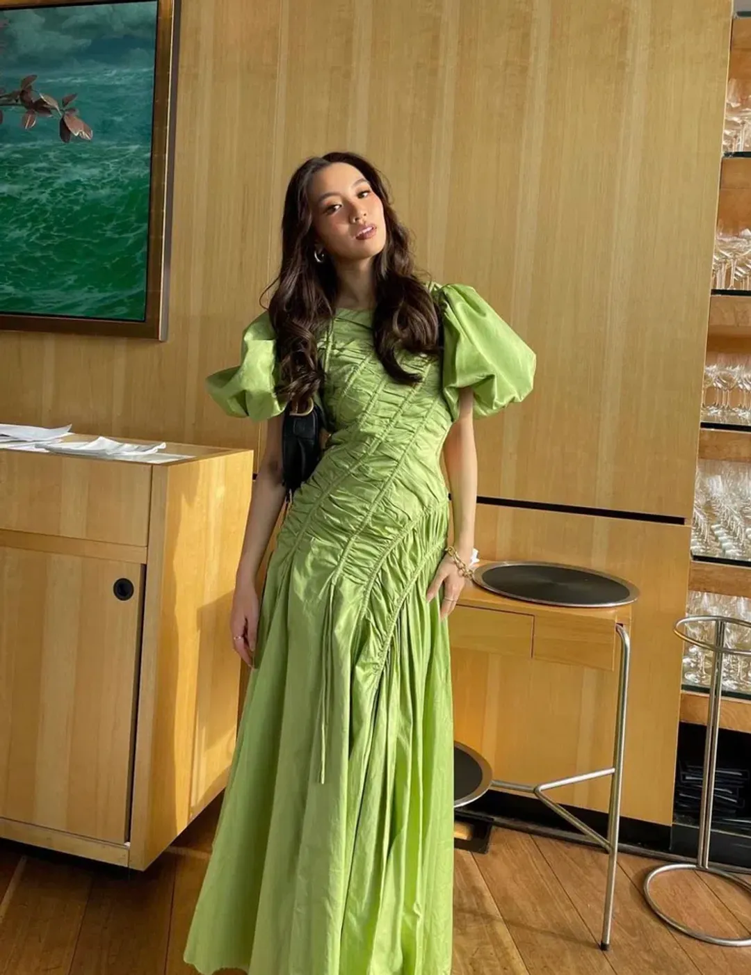 AJE SIREN DRAWSTRING MIDI DRESS for rent on The Volte - main image