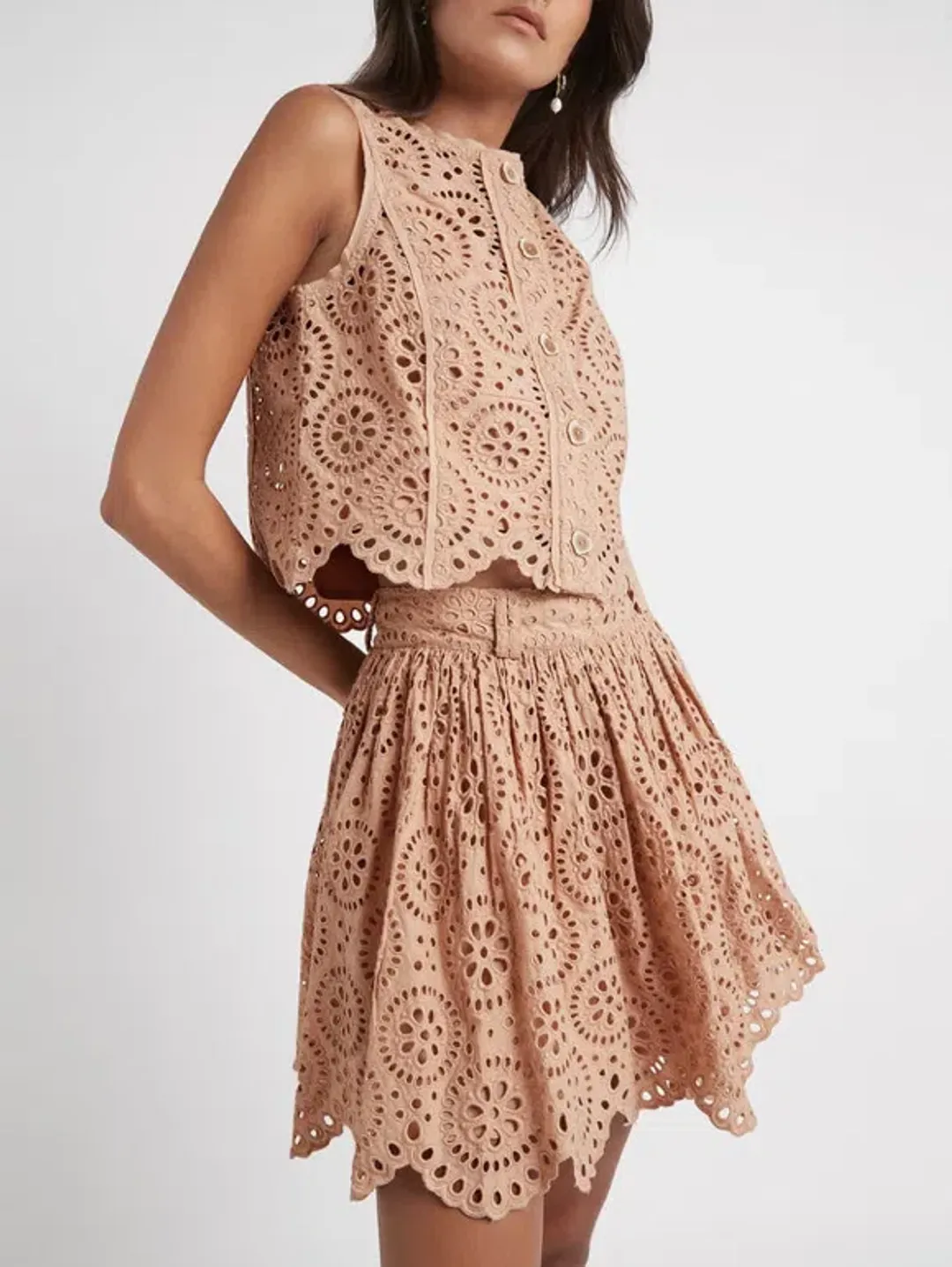 Aje Salita Broderie Skirt Beige Size 10 for rent on The Volte - main image