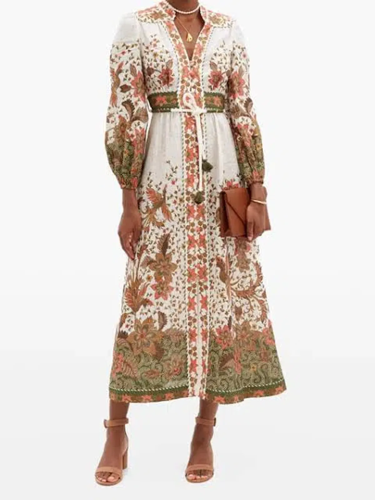 Zimmermann Empire Batik Floral Print Linen Dress Size 2 - Image 2