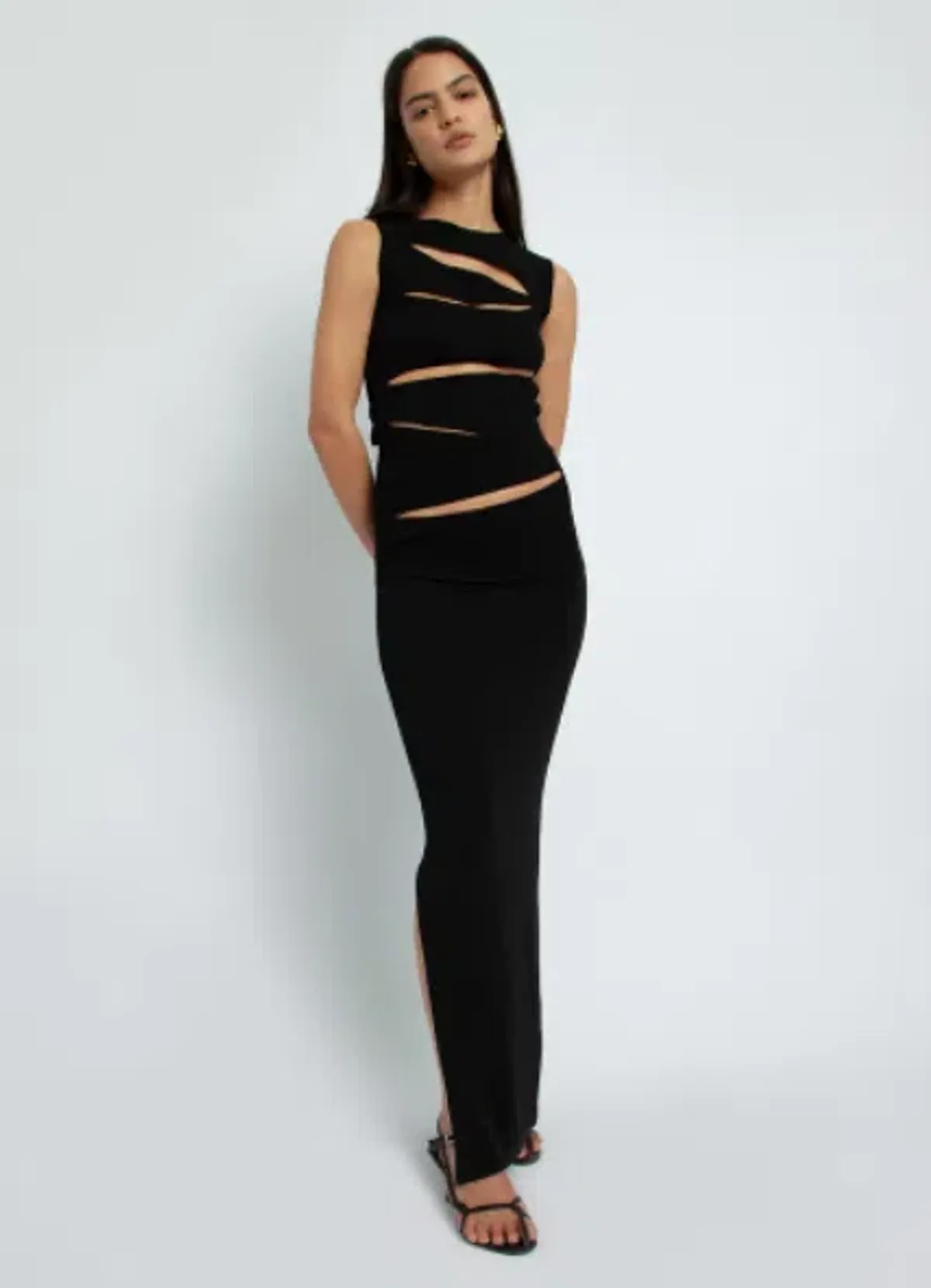 Christopher Esber Slashed Knit Dress Black Size 8 - Image 1